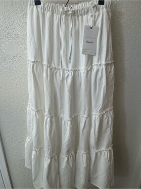 Eleven Tiered White Maxi Skirt